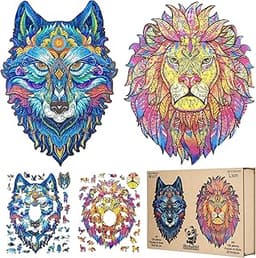 Pack puzzles bois Loup & Lion