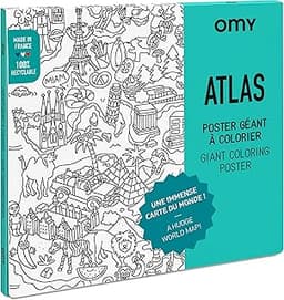 OMY - Poster Géant à Colorier Atlas - 100 cm x 70 cm