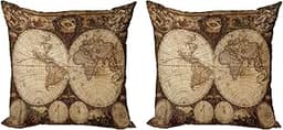 ABAKUHAUS Lot de Housses de Coussin Carte du Monde