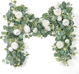 SOMYTING Lot de 2 guirlandes de fleurs d'eucalyptus artificielles