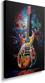 Toile encadrée street‑art guitare