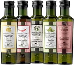 Coffret 5 Huiles d'Olive Extra Vierge 5x100 ml – Piment, Basilic, Citron, Affiorato, Herbes (100% italiennes)