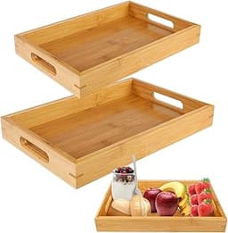 Plateaux de service en bambou (lot de 2)