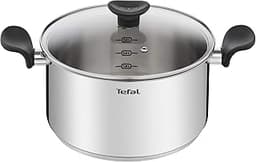 Tefal Faitout 24 cm (5 L) + couvercle verre, Inox, Induction