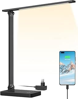 Lepro Lampe de Bureau LED 15W avec Port USB Séparé