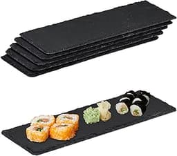 Relaxdays Assiette en ardoise, lot de 6