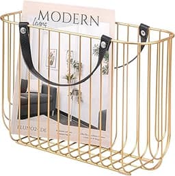 eluno Porte-revues en métal avec poignées en cuir