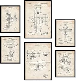 Nacnic Ensemble de 6 affiches de brevets Avion