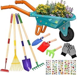 Aragallant Brouette Enfants, 14PCS Ensemble de Jardinage