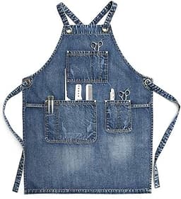 Tablier unisexe en jean bleu