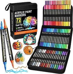 72 Couleurs Feutre Acrylique, Acrylic Paint Marker Double Pointe