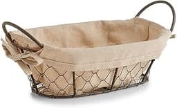 Zeller 18090 Countrystyle Panier à Pain Eisen/Tissu/Polyester/Coton Brun 26 x 17 x 9 cm