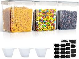 VINATO Set de 3 boîtes hermétiques 2,5 L avec étiquettes et tasses doseuses