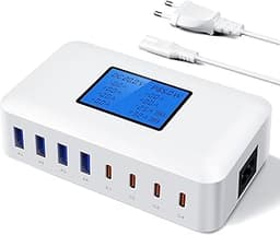 Chargeur multi‑ports GaN 200 W avec écran