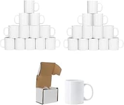 SIGNZWORLD Ensemble de 24 Tasses Blanches de Sublimation