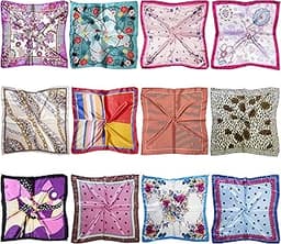 Lot de 12 foulards carrés en satin