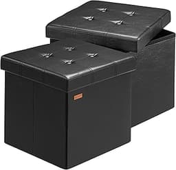 Tabouret Cube Noir avec Rangement