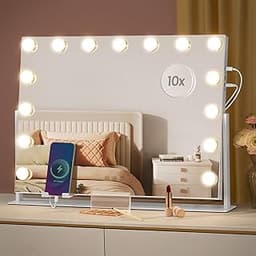 SONGMICS Miroir coiffeuse LED 15 ampoules avec ports de charge