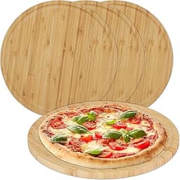 Relaxdays Planches à Pizza, Lot de 4, Bambou