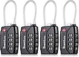 SharkByte Lot de 4 cadenas à combinaison TSA
