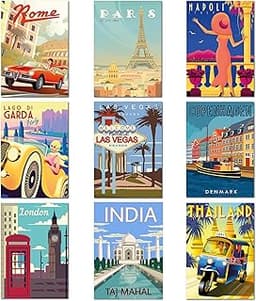 Olivia Samuel Lot de 9 affiches de voyage vintage