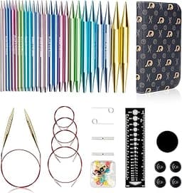 RUIDI - Ensemble d'aiguilles circulaires interchangeables en aluminium avec étui