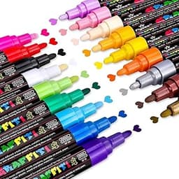Emooqi Marqueurs de peinture acrylique – 18 couleurs + 2 métalliques