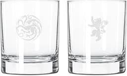 Lot de 2 verres à whisky GoT gravés