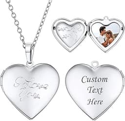 U7 Collier Femme Cœur Photo Personnalisable