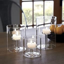 Lot de 3 bougeoirs cylindriques en verre transparent