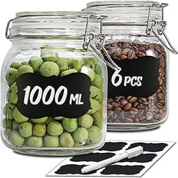 Praknu 6 Bocaux en Verre Hermétiques de 1l