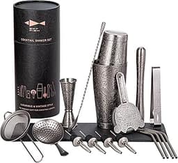 SKY FISH Shaker à Cocktail Boston – Ensemble 18 pièces gravé 3D