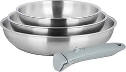 Sitram 716942 – Lot de 3 poêles inox ARPEGE (Ø20/24/28) sans revêtement