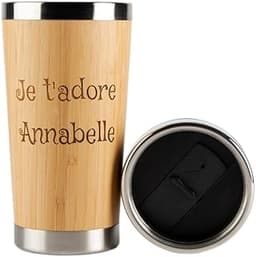 Mug isotherme en bambou gravé 500 ml