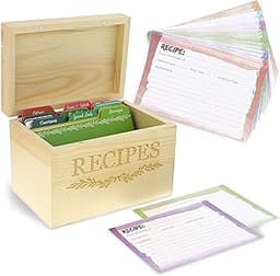 Juvale Coffret en bois d’organisation de recettes avec fiches et intercalaires