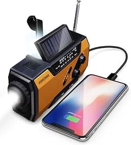 FosPower - Radio Portable d'urgence Météo avec Batterie 2000mAh (solaire + manivelle + USB)
