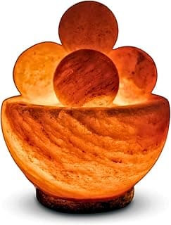 Lampe de Sel Bol avec 4 Boules Massage, Sculptée à la main