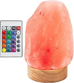 LIAVOP Lampe de Sel de l'Himalaya Naturelle, Fabriquée à la Main avec Base en Bois