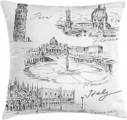 Housse de coussin graphique N&B 45x45