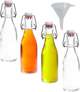 Viva Haushaltswaren – 4 petites bouteilles 200 ml à bouchon mécanique avec entonnoir