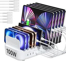 SooPii Station de charge USB 100W avec 8 câbles