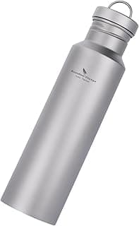 iBasingo Bouteille d'Eau en Titane 750ml Léger (143g) & Anti-Fuite - Pour Randonnée, Cyclisme, Sport- Large Ouverture (50m...