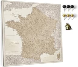 Carte de France sur toile avec tableau d’affichage en liège à épingler